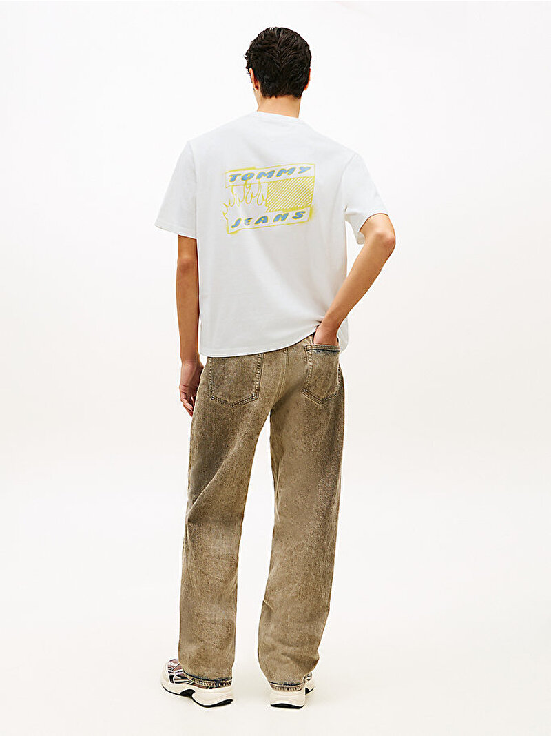 Erkek TJM 90s Bubble Flag T-shirt Ekru DM0DM22554YBL