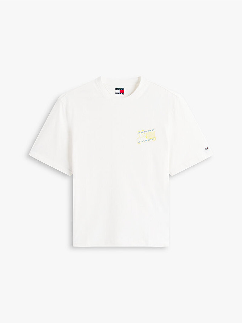 Erkek TJM 90s Bubble Flag T-shirt Ekru DM0DM22554YBL