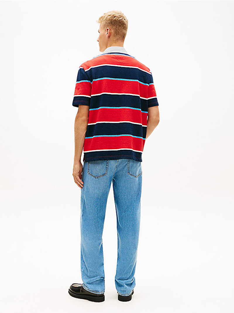 Erkek TJM Relax Stripe Polo T-shirt Kırmızı DM0DM22702XL8