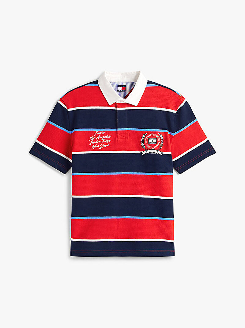 Erkek TJM Relax Stripe Polo T-shirt Kırmızı DM0DM22702XL8