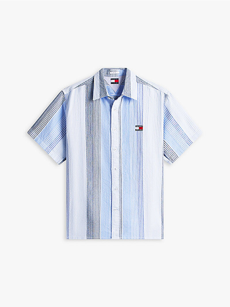 Erkek TJM Relax Stripe Gömlek Mavi DM0DM22789C3Q
