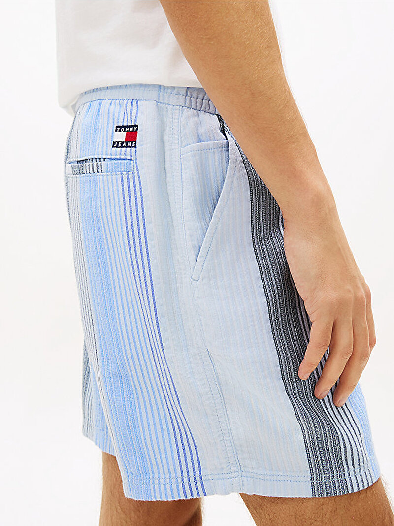 Erkek TJM Texture Stripe Şort Mavi DM0DM22830C3Q