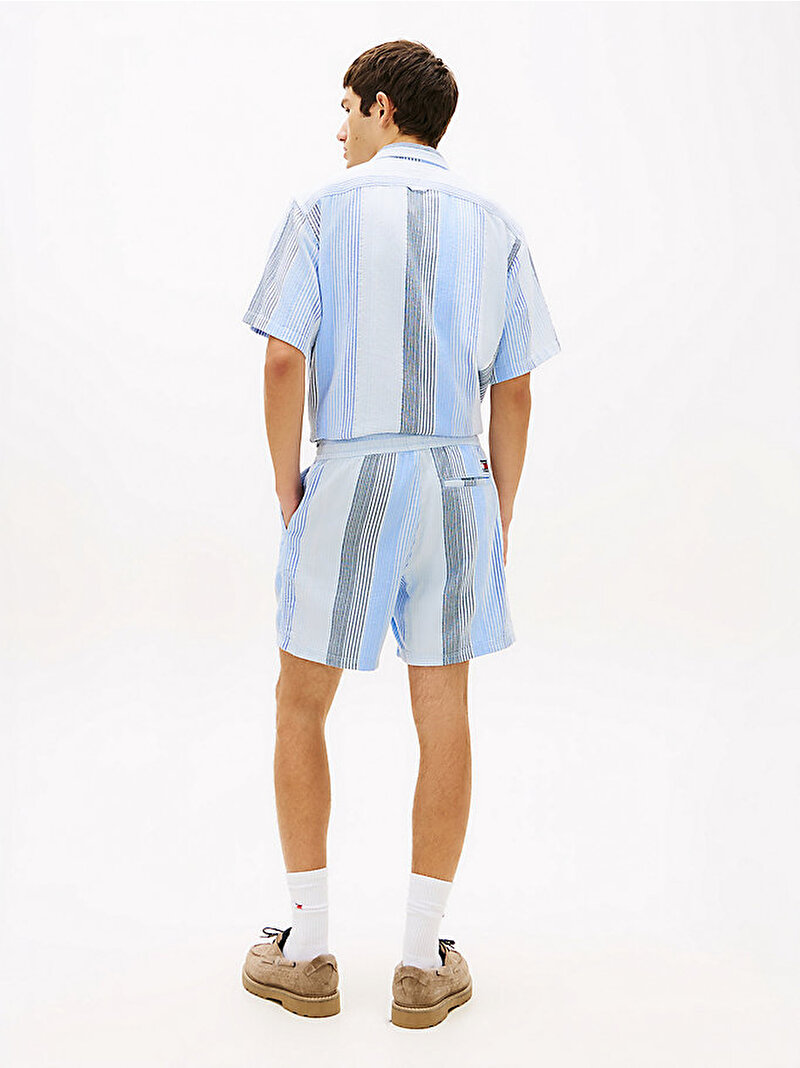 Erkek TJM Texture Stripe Şort Mavi DM0DM22830C3Q