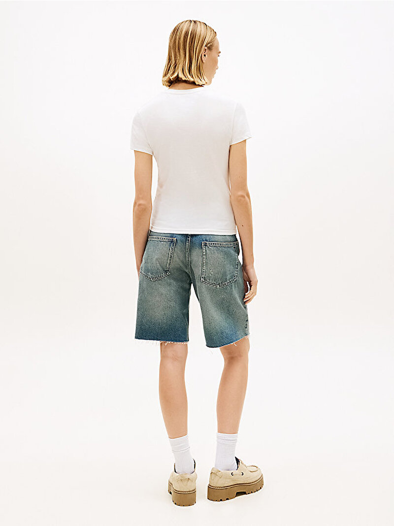 Kadın TJW Slim Linear T-shirt Ekru DW0DW18398YBL