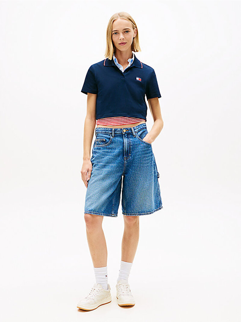 Kadın TJW Crop Badge Polo T-shirt Lacivert DW0DW213630GZ