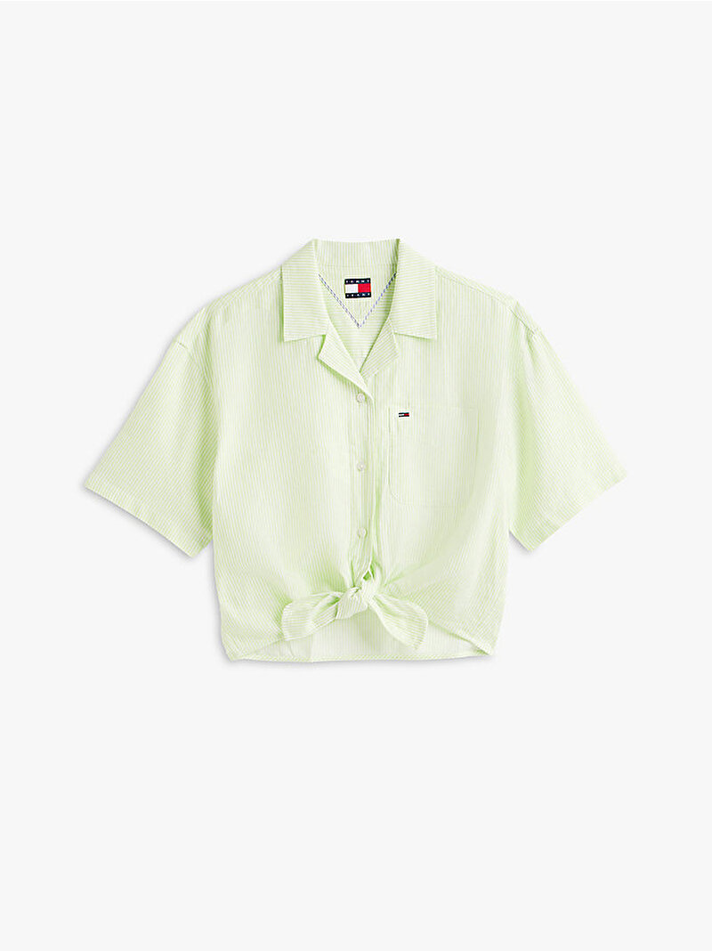 Kadın TJW Tie Front Keten Gömlek Yeşil DW0DW222100CG