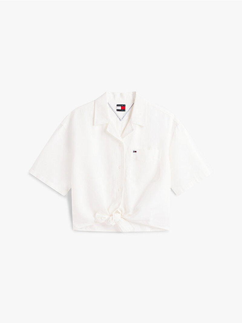 Kadın TJW Tie Front Keten Gömlek Ekru DW0DW22210YBL