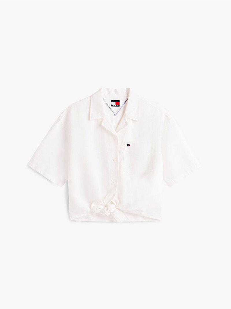 Kadın TJW Tie Front Keten Gömlek Ekru DW0DW22210YBL