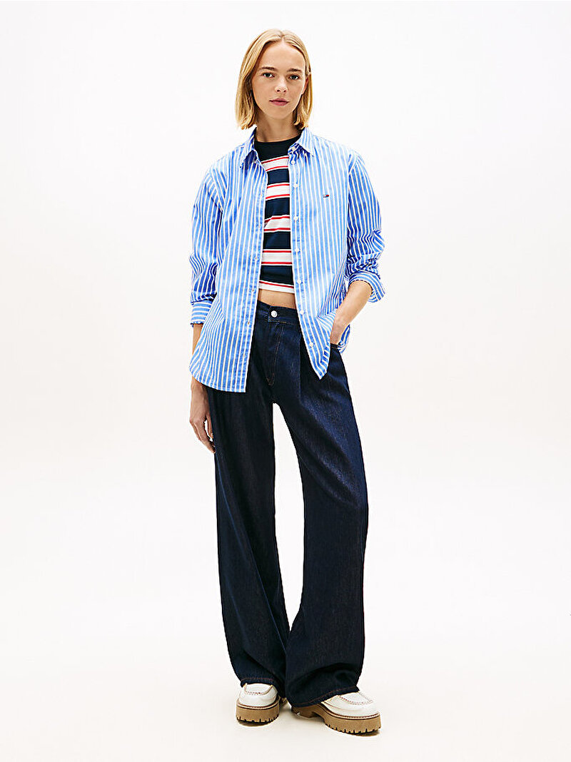 Kadın TJW Regular Poplin Gömlek Mavi DW0DW222110A5