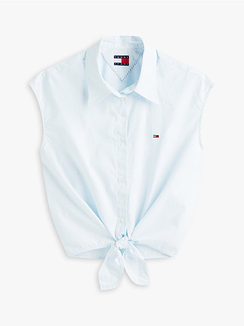 Kadın TJW Tie Front Poplin Gömlek Mavi DW0DW222120A6