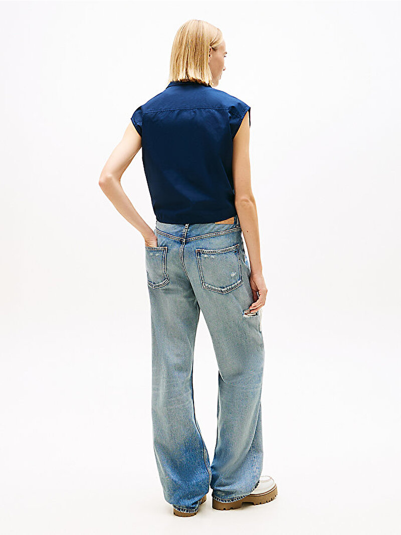 Kadın TJW Tie Front Poplin Gömlek Lacivert DW0DW22212C1G