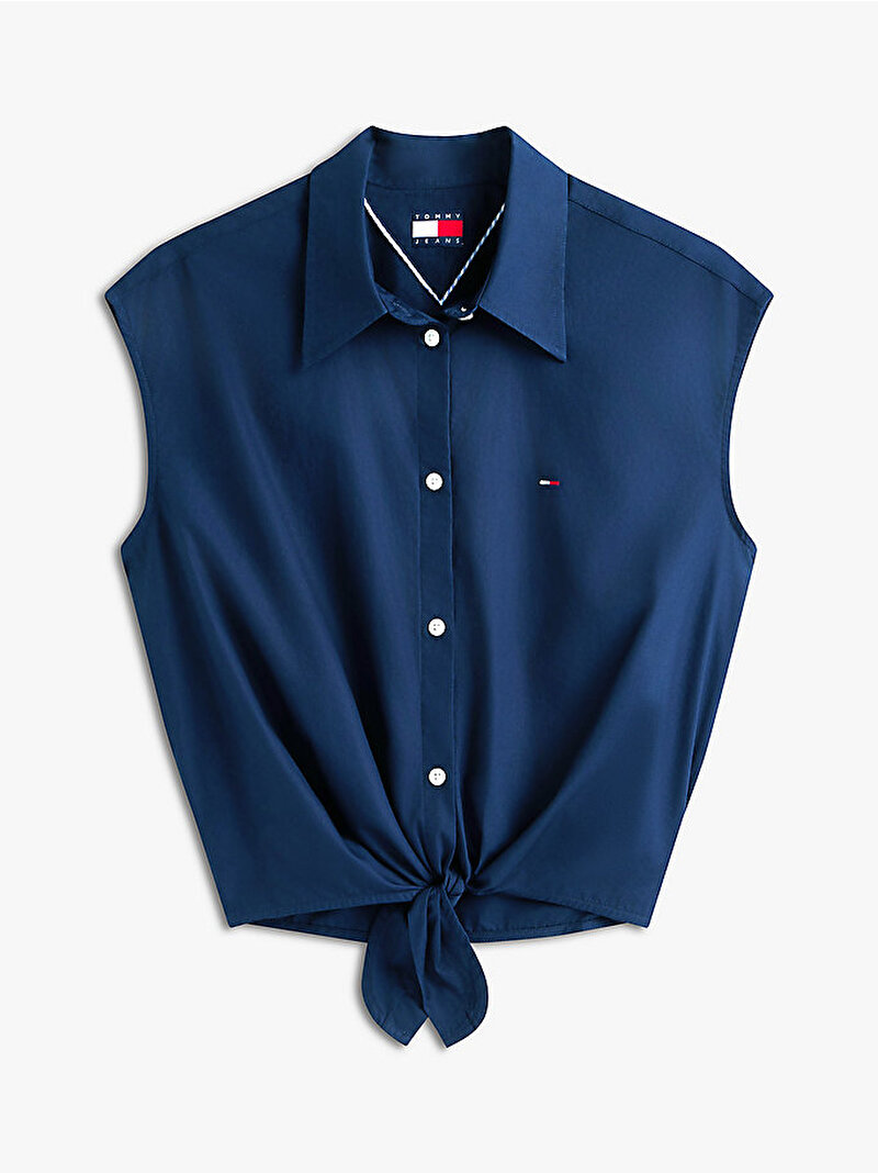 Kadın TJW Tie Front Poplin Gömlek Lacivert DW0DW22212C1G