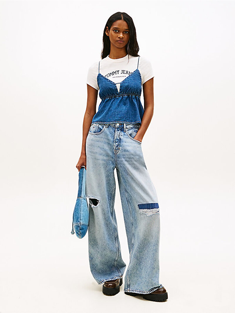 Kadın TJW Strappy Chambray Gömlek Mavi DW0DW222151A5
