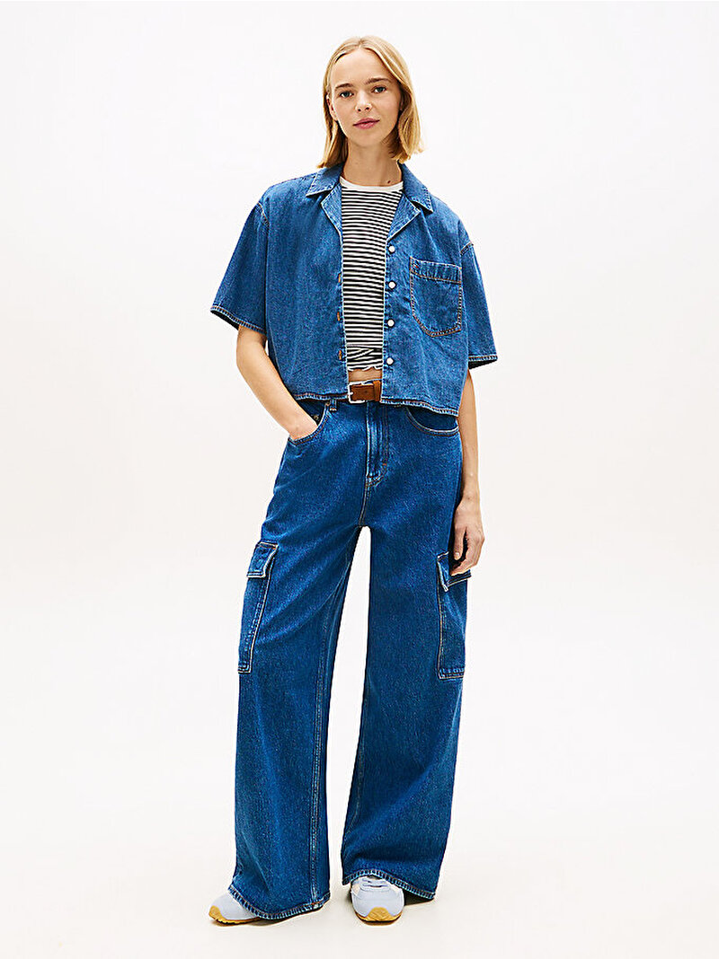 Kadın TJW Strappy Chambray Gömlek Mavi DW0DW222161A5