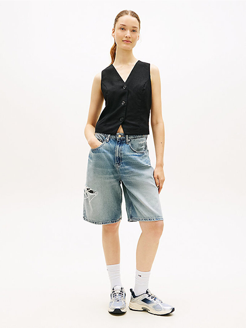 Kadın TJW Linen Waistcoat Gömlek Siyah DW0DW22223BDS
