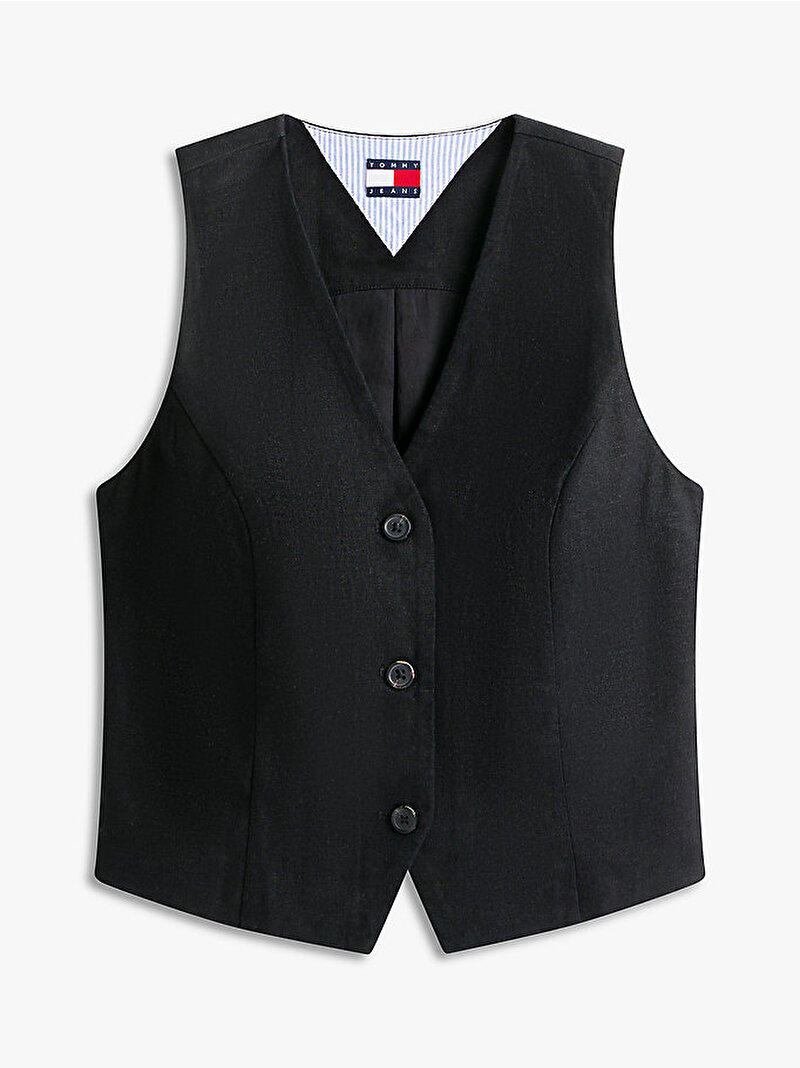 Kadın TJW Linen Waistcoat Gömlek Siyah DW0DW22223BDS