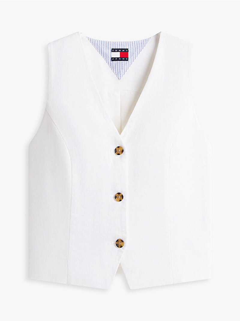 Kadın TJW Linen Waistcoat Gömlek Ekru DW0DW22223YBL