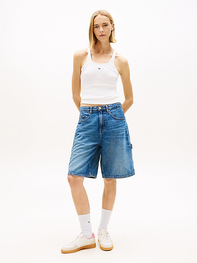 Kadın TJW Slim Racer Back T-shirt Ekru DW0DW22264YBL