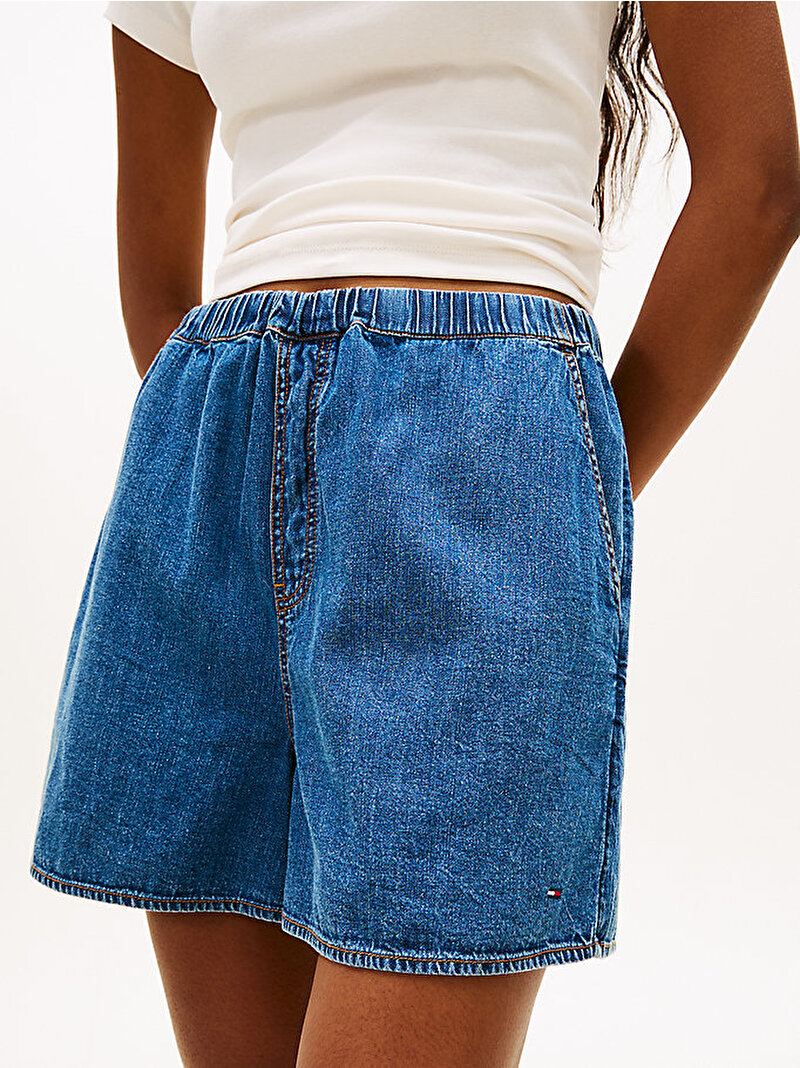 Kadın TJW Essential Chambray Şort Mavi DW0DW222701A5