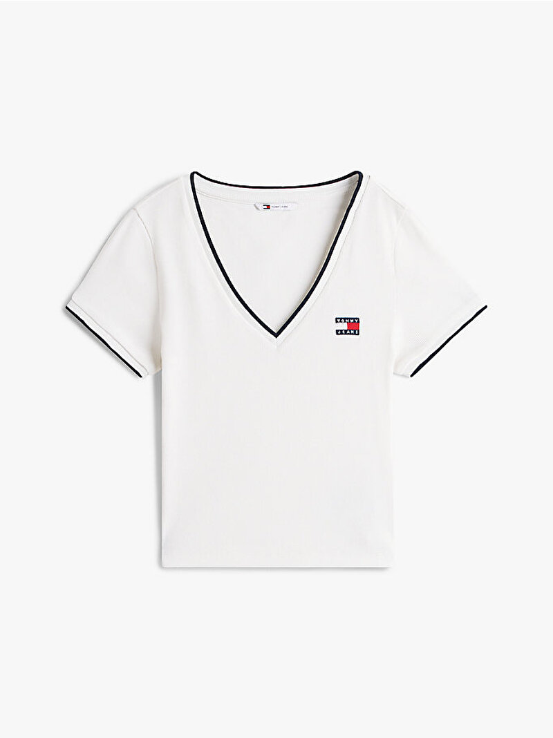 Kadın TJW Slim Badge T-shirt Ekru DW0DW22275YBL