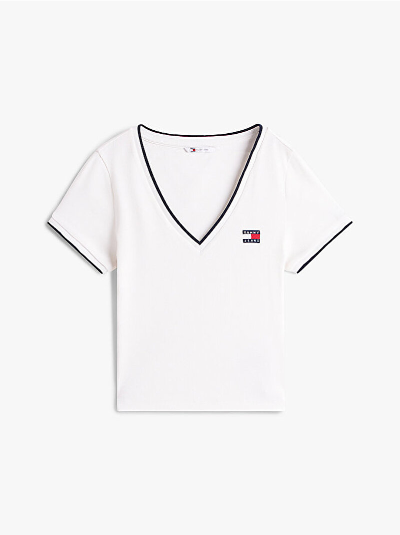 Kadın TJW Slim Badge T-shirt Ekru DW0DW22275YBL