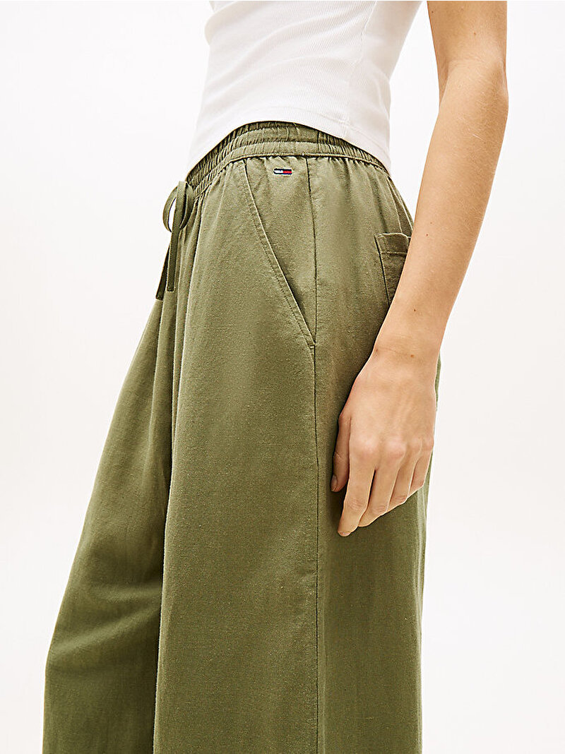 Kadın TJW Essential Linen Pantolon Yeşil DW0DW22285L9P