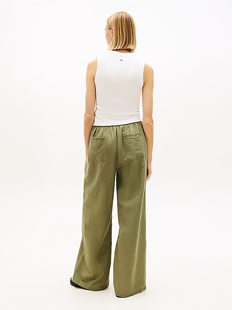 Kadın TJW Essential Linen Pantolon Yeşil DW0DW22285L9P