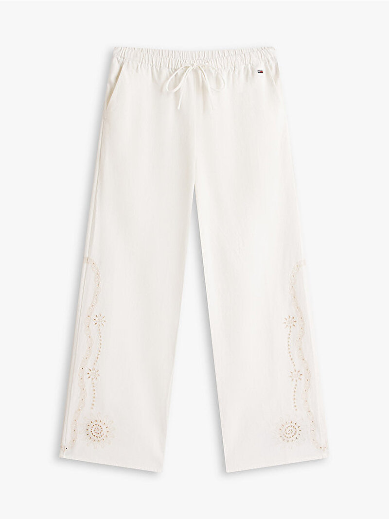 Kadın TJW Broderie Linen Pantolon Beyaz DW0DW22287YBH