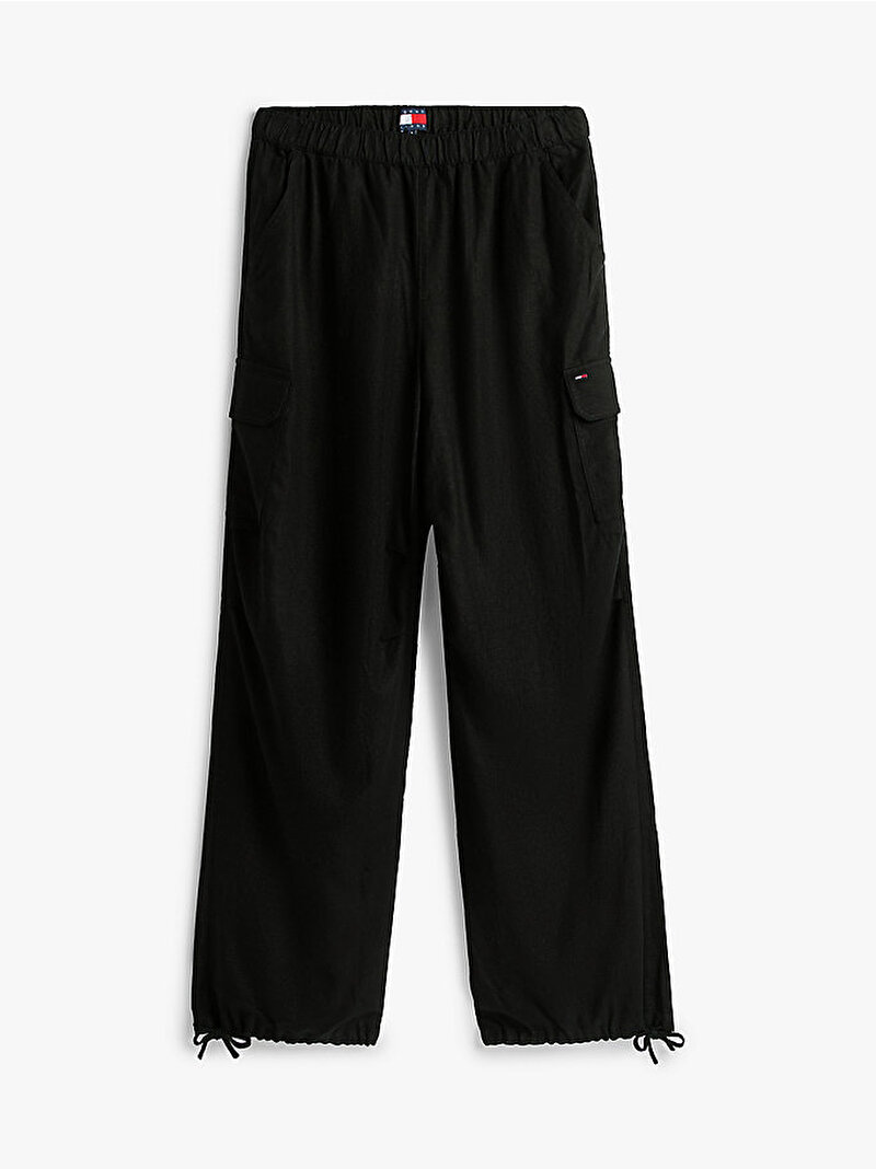Kadın TJW Low Rise Linen Pantolon Siyah DW0DW22290BDS