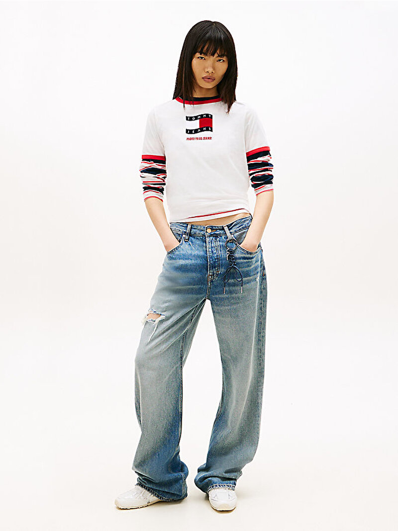 Kadın TJW Regular Novelty T-shirt Ekru DW0DW22306YBL