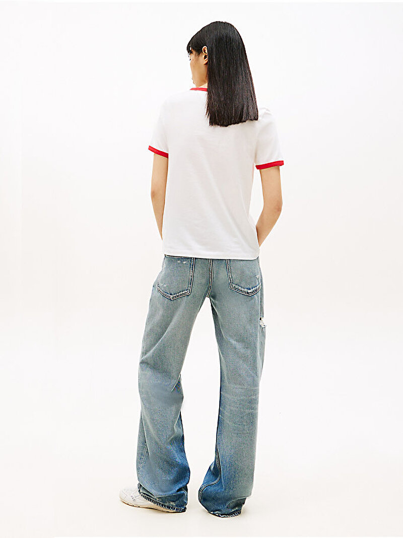 Kadın TJW Regular Novelty T-shirt Ekru DW0DW22306YBL