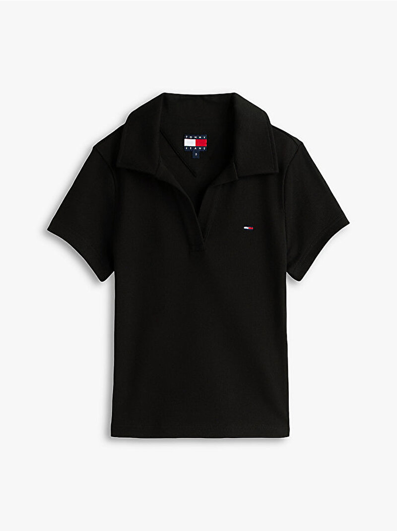 Kadın TJW Slim Rib Polo T-shirt Siyah DW0DW22326BDS
