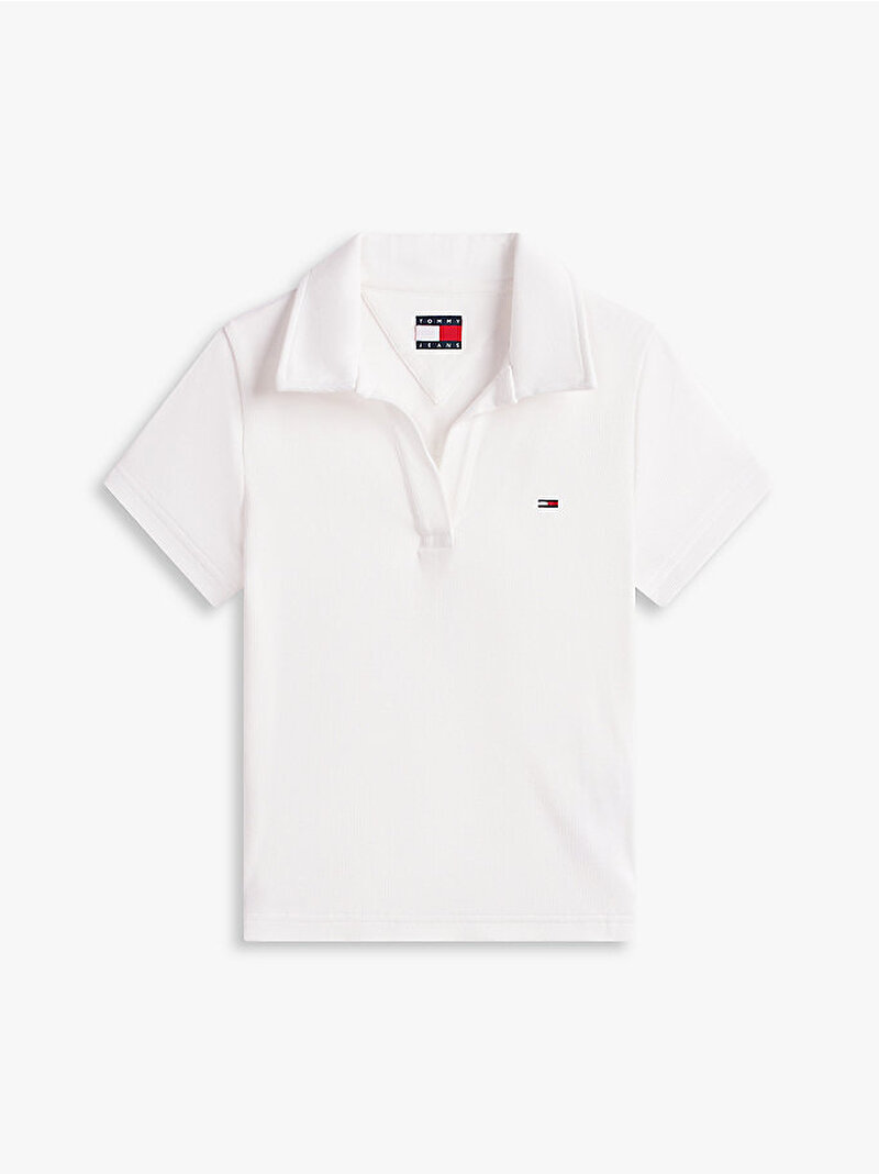 Kadın TJW Slim Rib Polo T-shirt Ekru DW0DW22326YBL