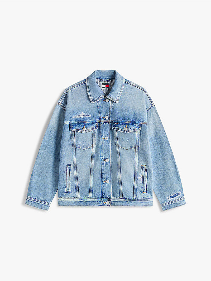 Kadın Oversize Trucker Denim Ceket Mavi DW0DW223861AB