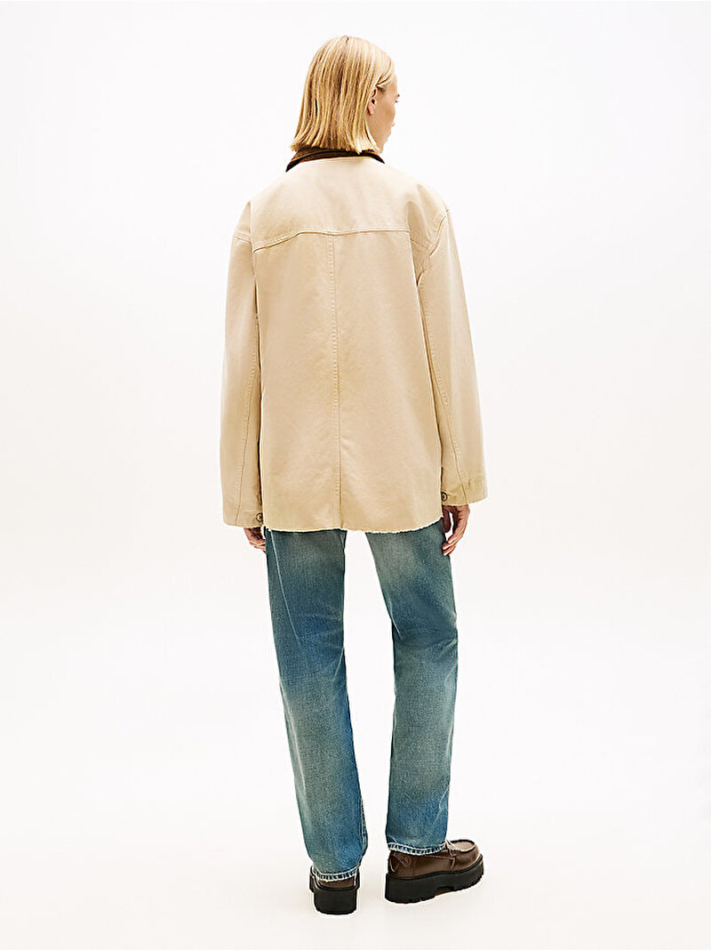 Kadın TJW Oversize Distressed Overshirt Ceket Bej DW0DW22599AES