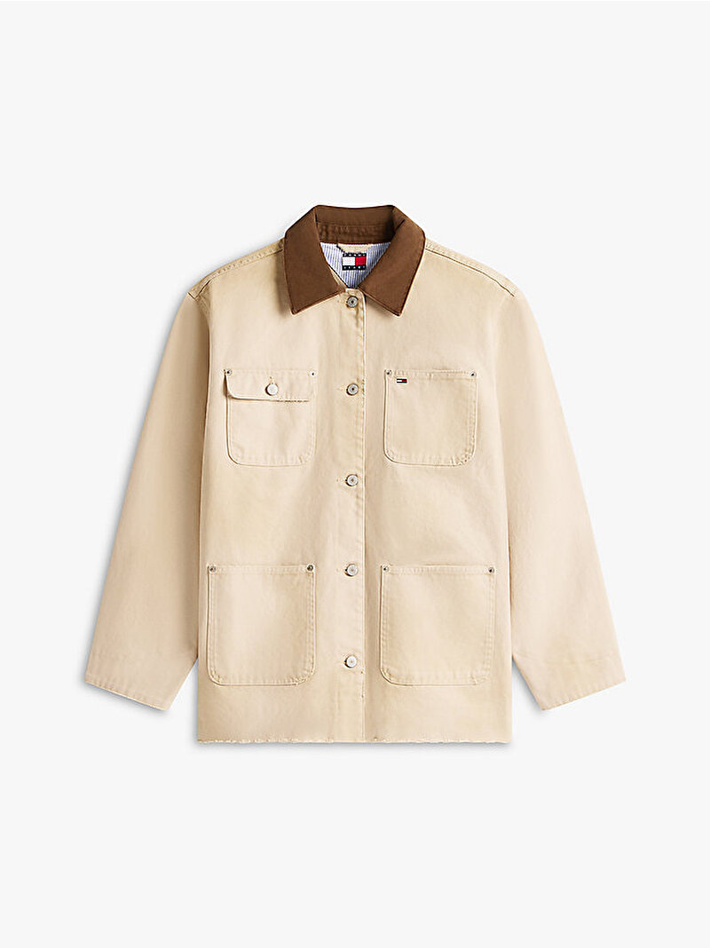 Kadın TJW Oversize Distressed Overshirt Ceket Bej DW0DW22599AES