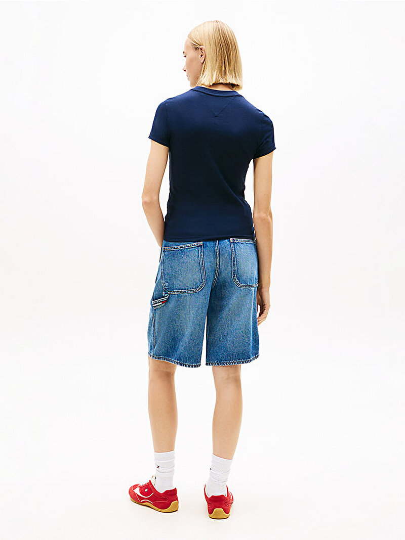 Kadın TJW Slim Wavy T-shirt Lacivert DW0DW22781C1G