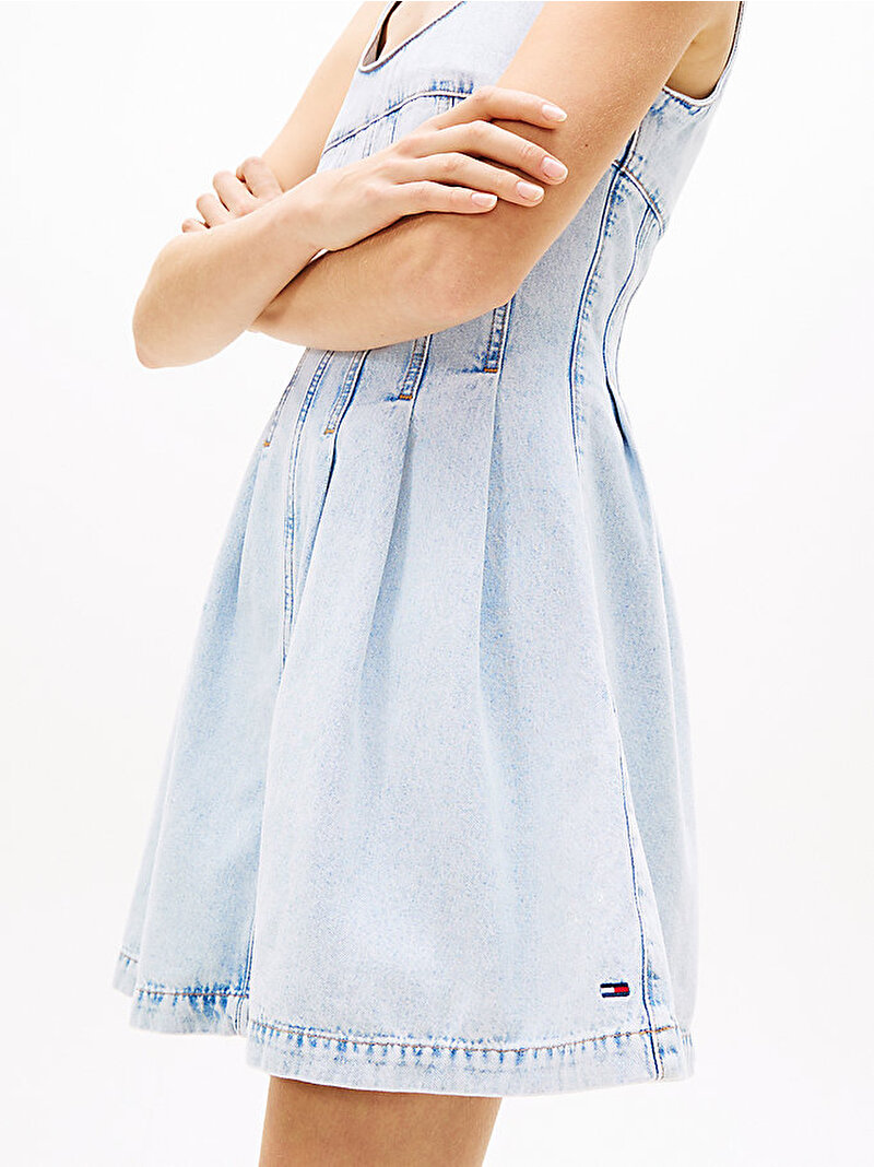 Kadın Pleated Seam Denim Elbise Mavi DW0DW229901AB