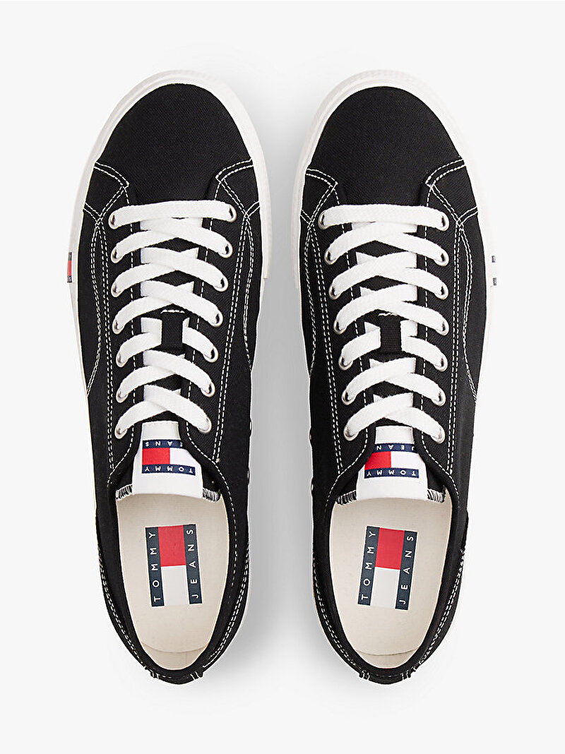 Erkek Tommy Jeans Flag Sneaker Siyah EM0EM01674BDS