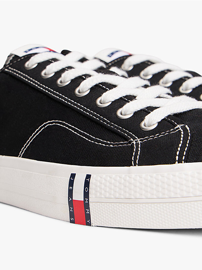 Erkek Tommy Jeans Flag Sneaker Siyah EM0EM01674BDS