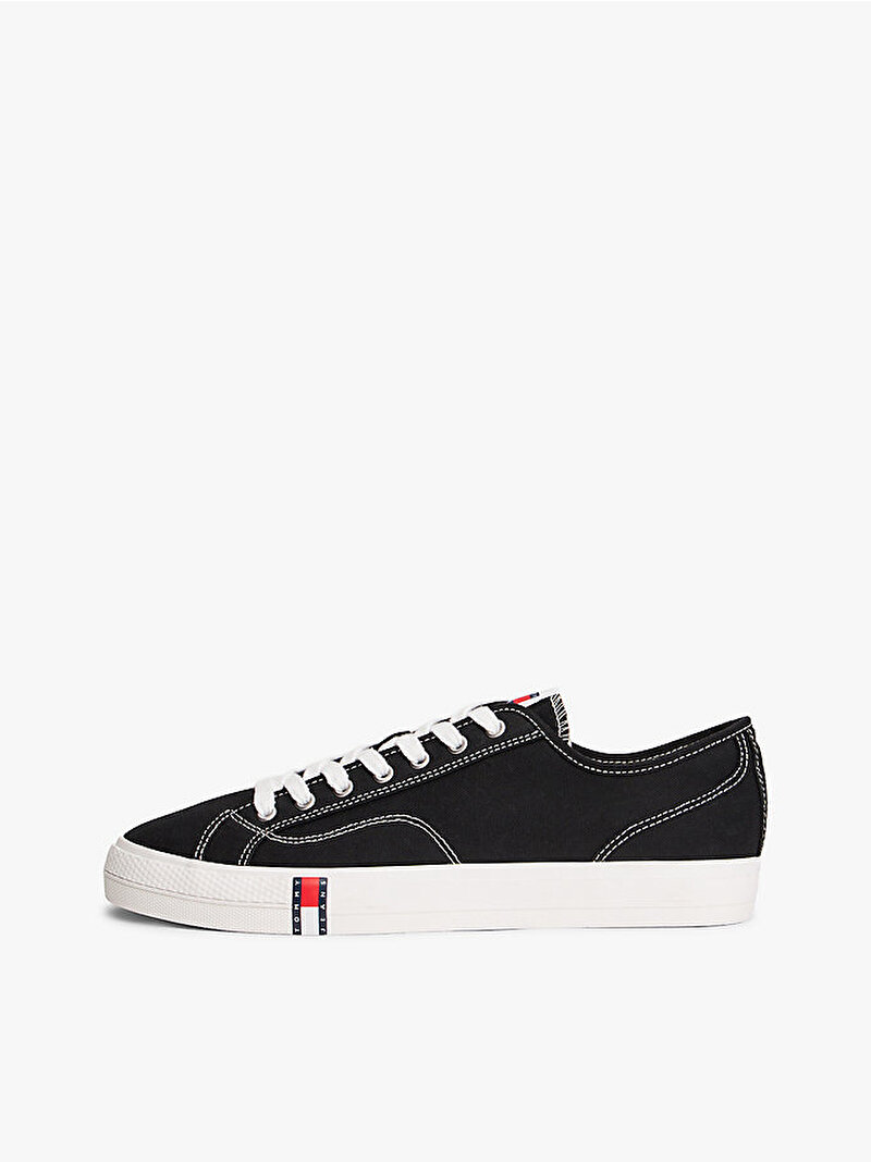 Erkek Tommy Jeans Flag Sneaker Siyah EM0EM01674BDS