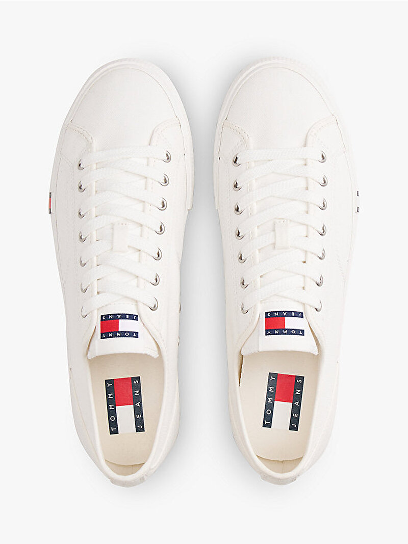 Erkek Tommy Jeans Flag Sneaker Ekru EM0EM01674YBL