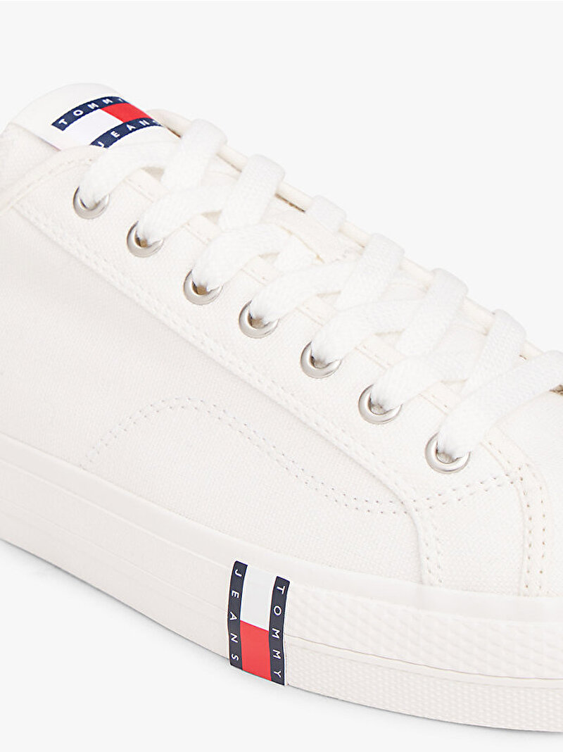 Erkek Tommy Jeans Flag Sneaker Ekru EM0EM01674YBL