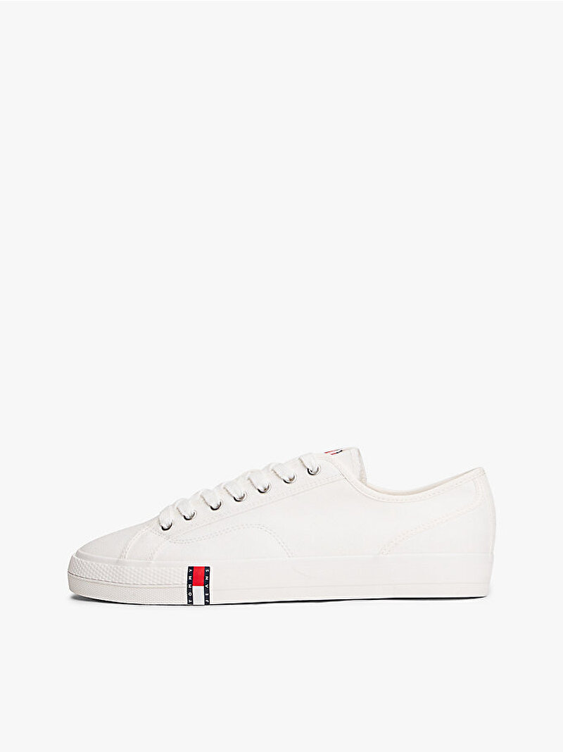 Erkek Tommy Jeans Flag Sneaker Ekru EM0EM01674YBL