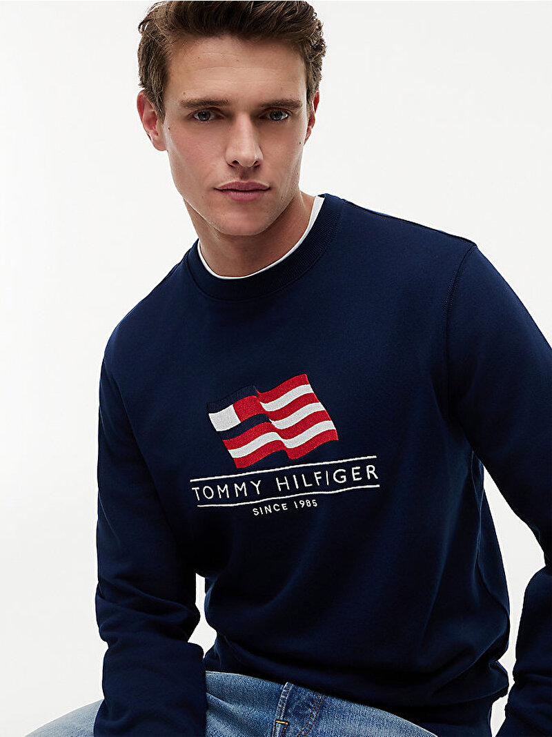 Erkek RWB Main Flag Terry Sweatshirt Lacivert MW0MW43383DCC
