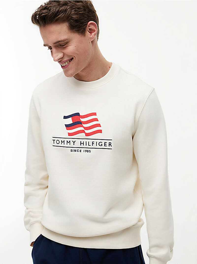 Erkek RWB Main Flag Terry Sweatshirt Beyaz MW0MW43383Z00