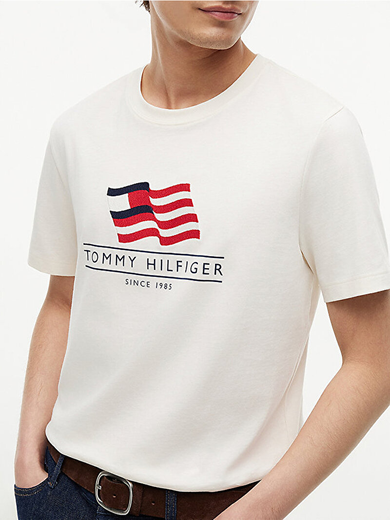 Erkek RWB Main Flag Regular T-shirt Beyaz MW0MW43387Z00