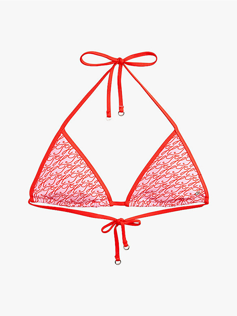 Kadın Üçgen Print Bikini Üstü Pembe UW0UW064440JZ