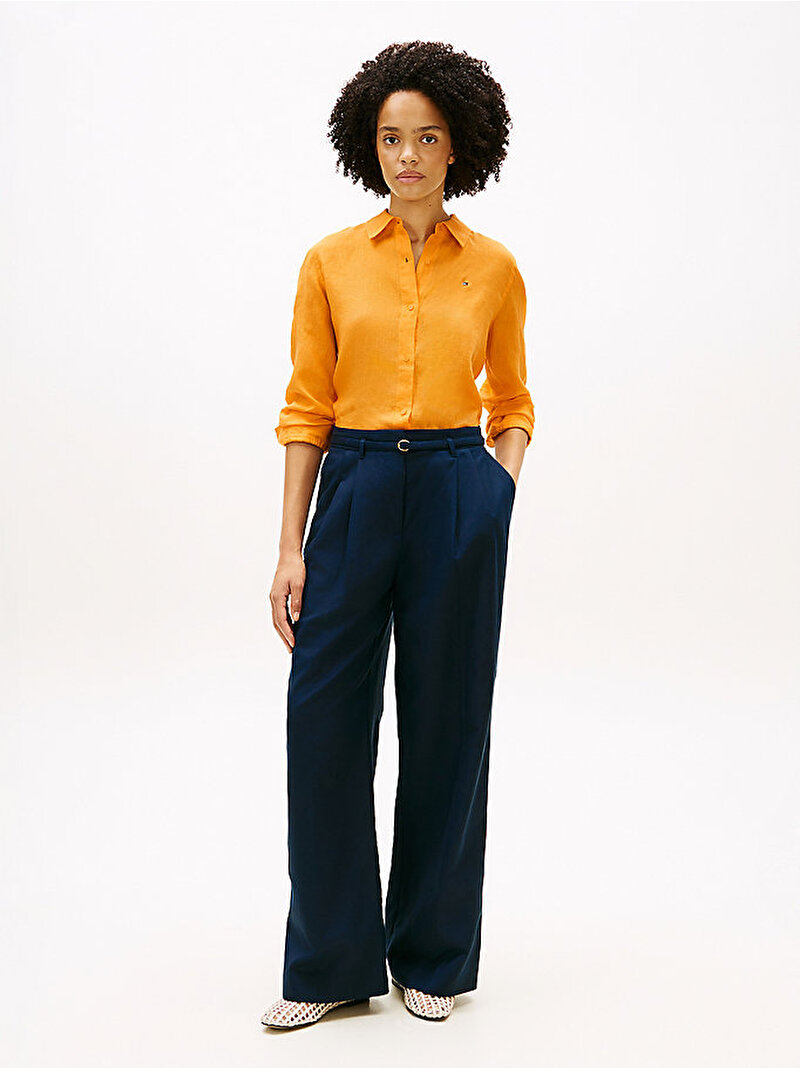 Kadın Essential Linen Relaxed Gömlek Turuncu WW0WW44679SGV