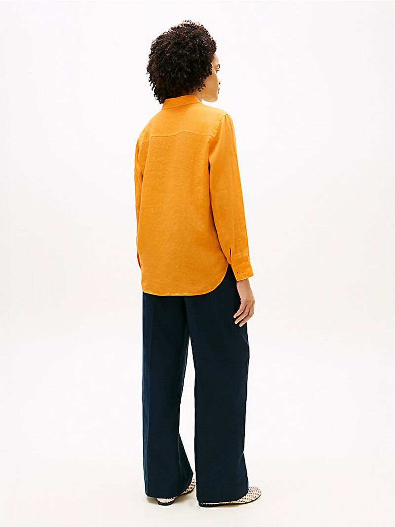 Kadın Essential Linen Relaxed Gömlek Turuncu WW0WW44679SGV